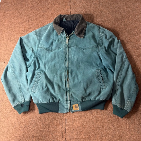 Carhartt Other - B+ Vintage Carhartt Santa Fe Jacket J14 Teal Green Duck Canvas Western Yoke XL